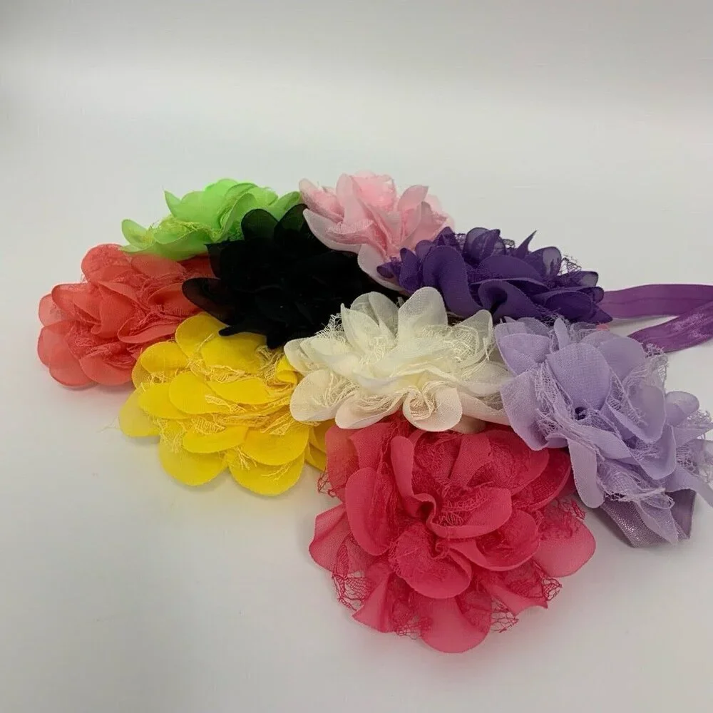 Flower Stretch Multicolor Hairbands For Children Hair Accessoies Pack of 9